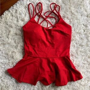 Red Strappy Peplum Top